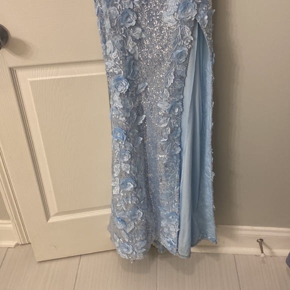 ‼️SOLD ‼️Jovani 06109 Light Blue Sweetheart Neck Floral Prom Dress - Picture 7 of 9